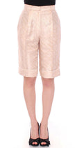 Zeyneptosun Beige Brocade Above Knee Shorts - GENUINE AUTHENTIC BRAND LLC  