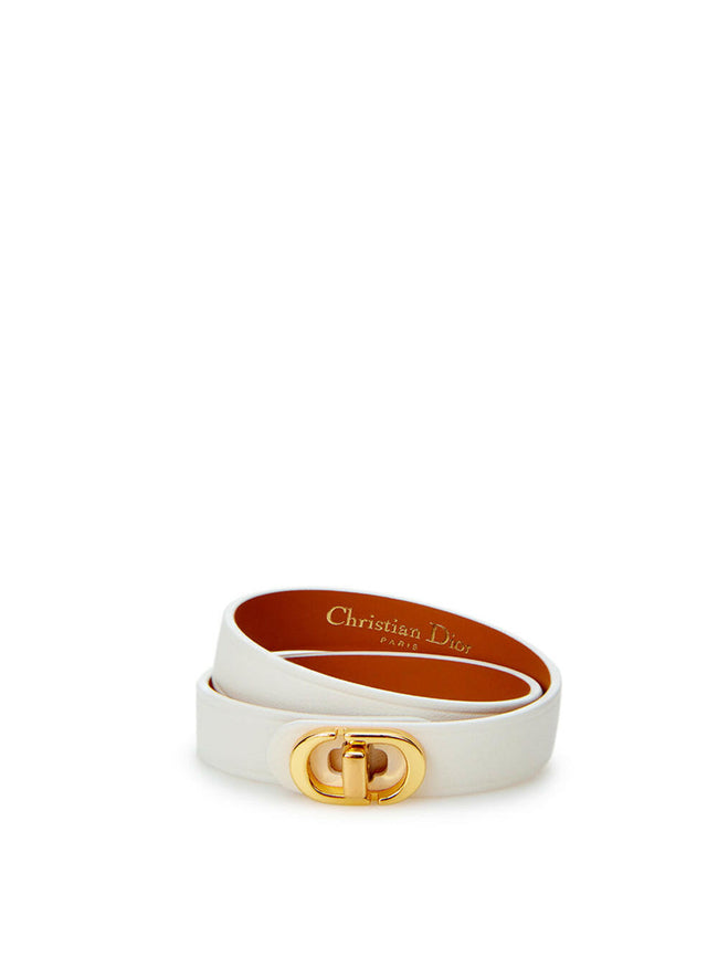 Dior White Leather Double Band CD Bracelet - GENUINE AUTHENTIC BRAND LLC  