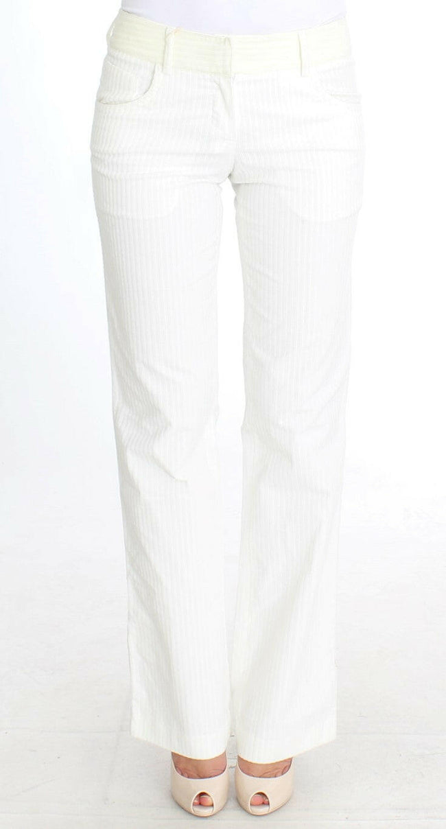Ermanno Scervino White Striped Straight Fit Pants - GENUINE AUTHENTIC BRAND LLC  