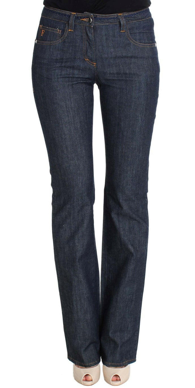 GF Ferre Blue Cotton Denim Flare Boot Cut Jeans - GENUINE AUTHENTIC BRAND LLC  