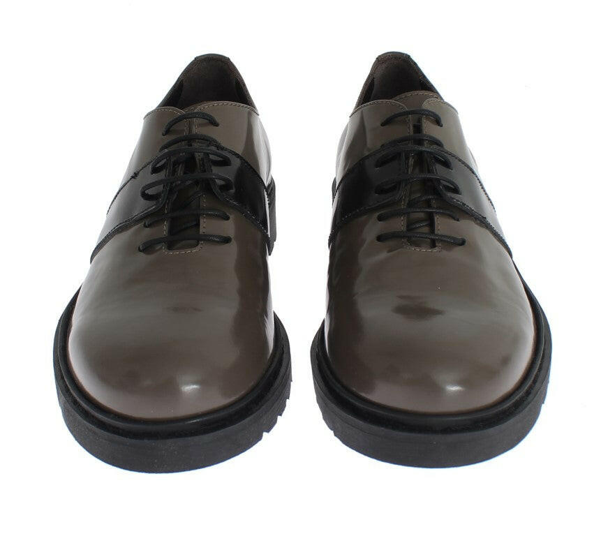 AI_ Gray Brown Leather Laceups Shoes - GENUINE AUTHENTIC BRAND LLC  