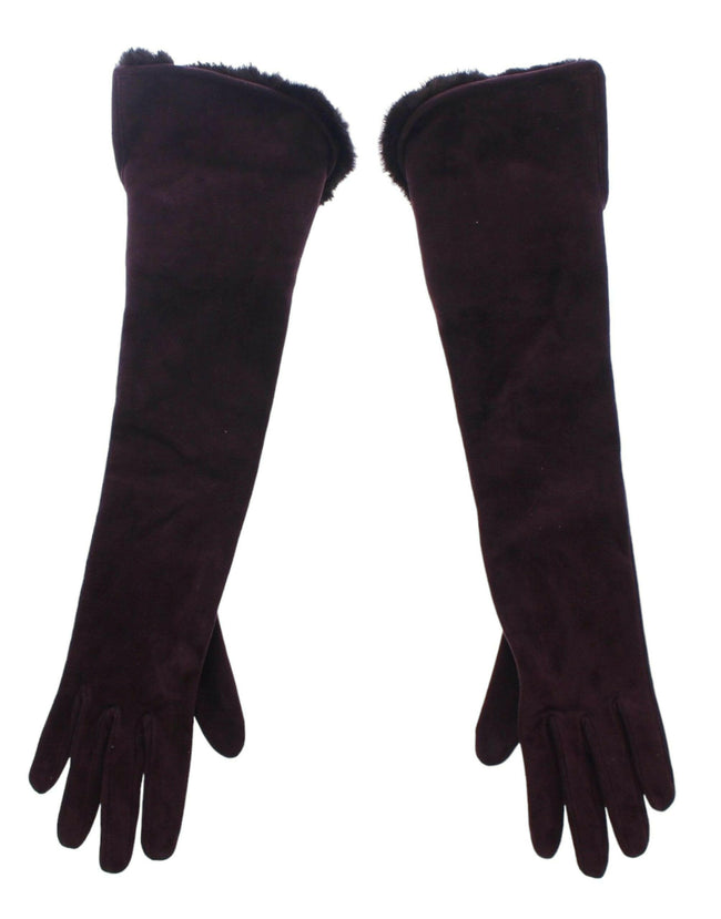 Dolce & Gabbana Purple Mink Fur Goatskin Suede Leather Gloves.