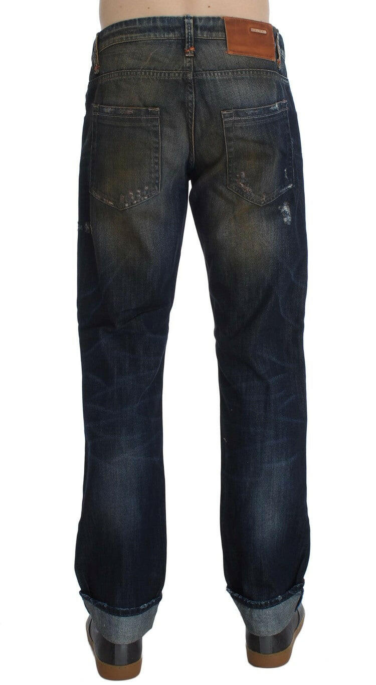 Acht Blue Wash Cotton Regular Straight Fit Jeans - GENUINE AUTHENTIC BRAND LLC  