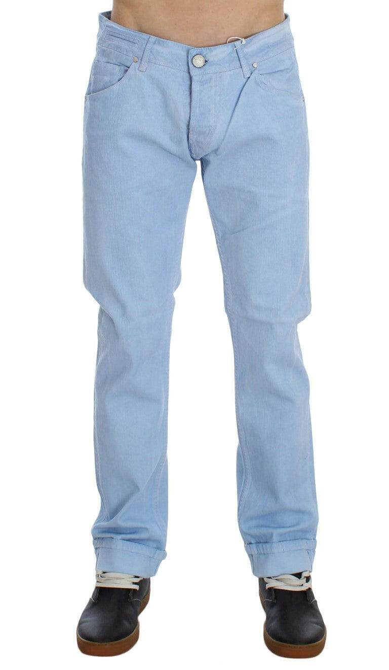 Acht Blue Cotton Stretch Low Waist Fit Jeans - GENUINE AUTHENTIC BRAND LLC  