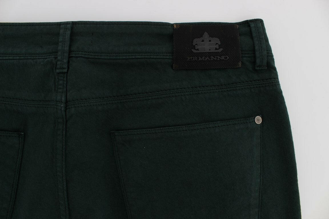 Ermanno Scervino Chic Green Straight Cut Jeans.