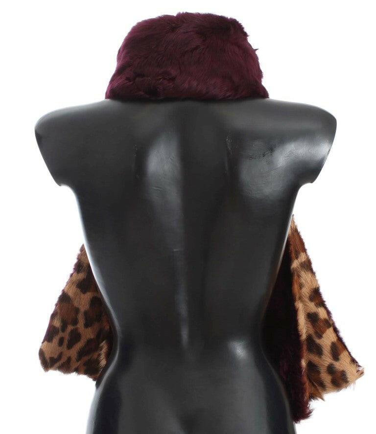 Dolce & Gabbana Exquisite Leopard Print Lambskin Fur Scarf.
