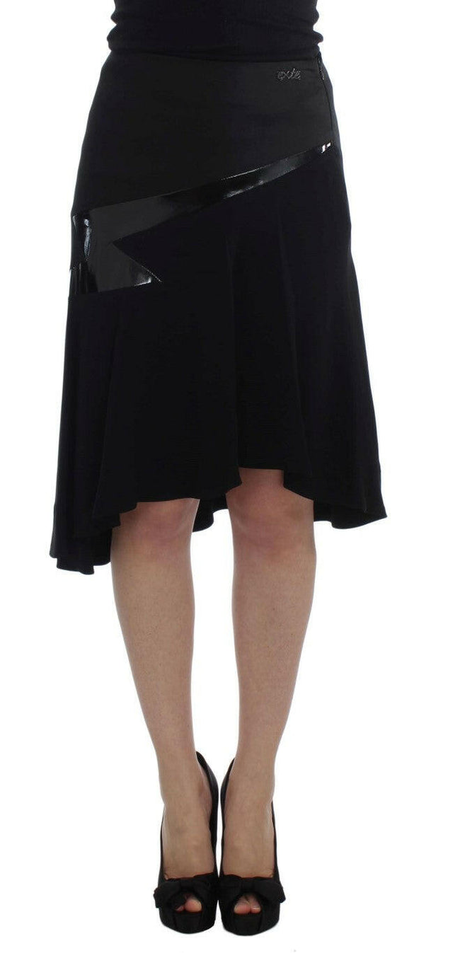 Exte Black Blue Cotton Stretch Straight Skirt - GENUINE AUTHENTIC BRAND LLC  