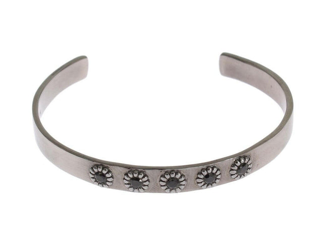 Nialaya Black Crystal 925 Silver Bangle Bracelet - GENUINE AUTHENTIC BRAND LLC  