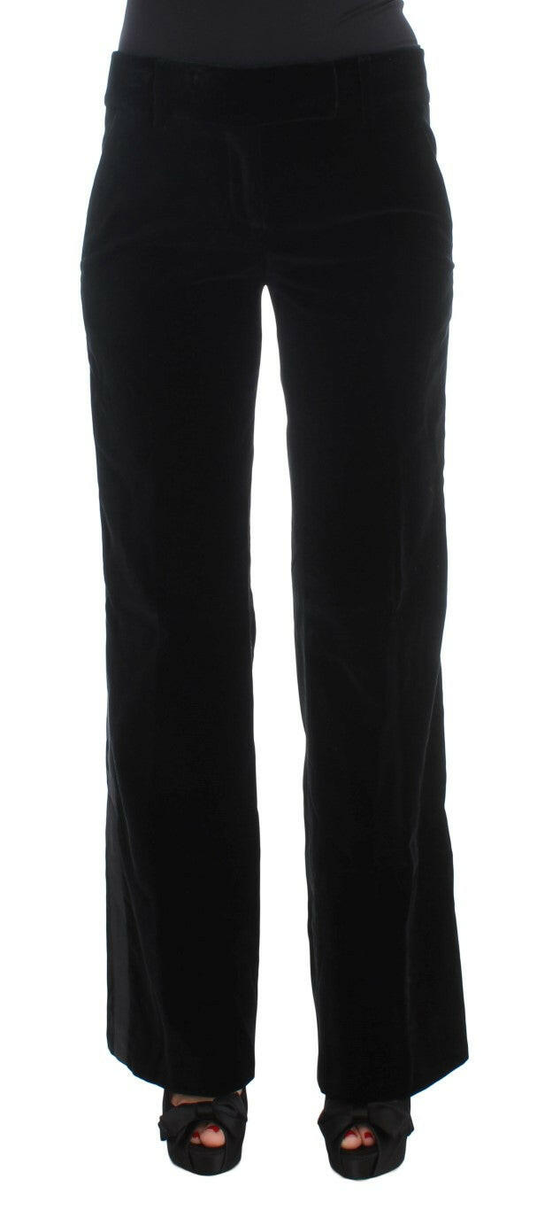Ermanno Scervino Elegant Black Wide Leg Silk Blend Pants.