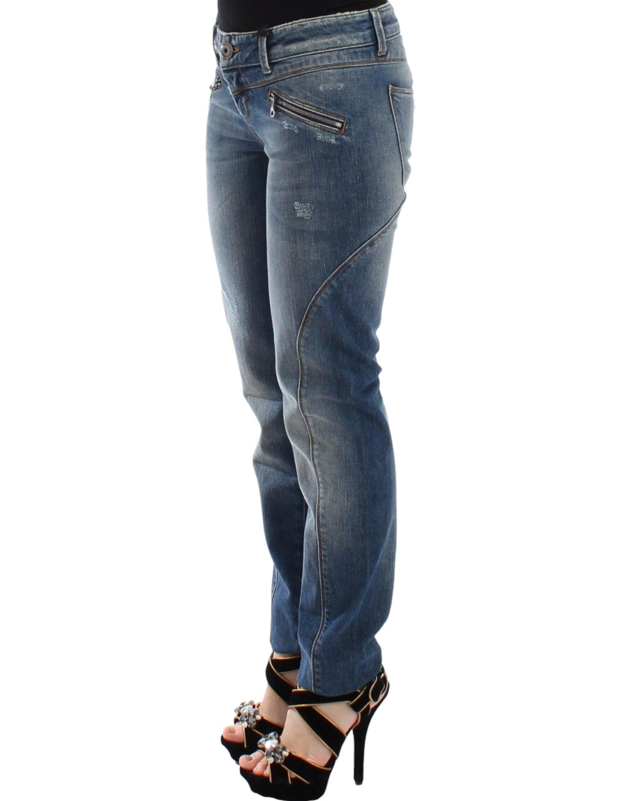 Ermanno Scervino Blue Slim Jeans Denim Pants Straight Stretch.