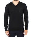 Ermanno Scervino Black Wool Blend V-neck Pullover Sweater - GENUINE AUTHENTIC BRAND LLC  