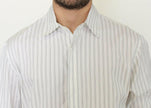 Ermanno Scervino White Black Striped Regular Fit Casual Shirt - GENUINE AUTHENTIC BRAND LLC  