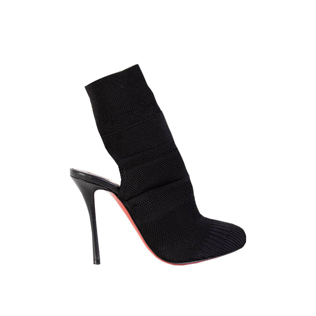 Christian Louboutin Noemi 100 Black Tricot Ankle Boot - GENUINE AUTHENTIC BRAND LLC  