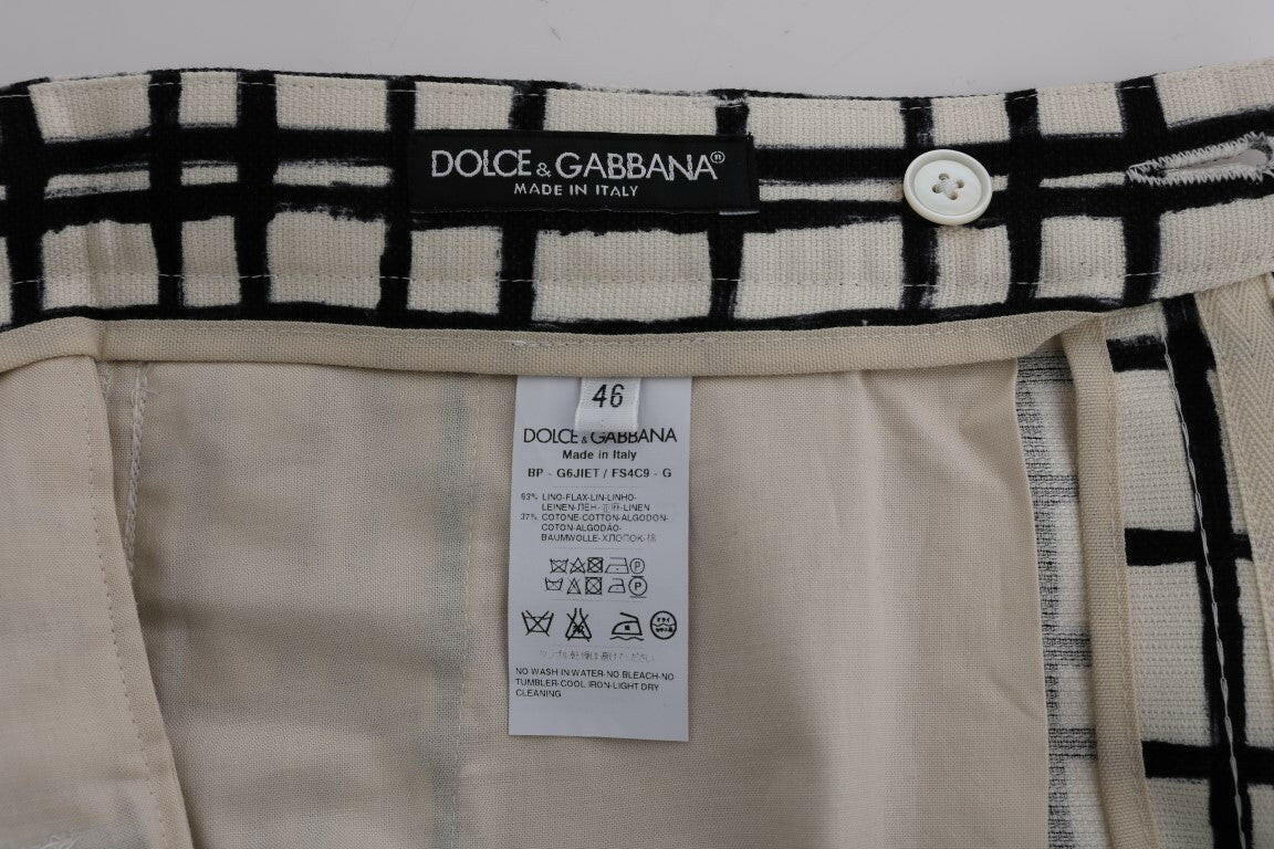 Dolce & Gabbana Elegant Striped Cotton-Linen Shorts.