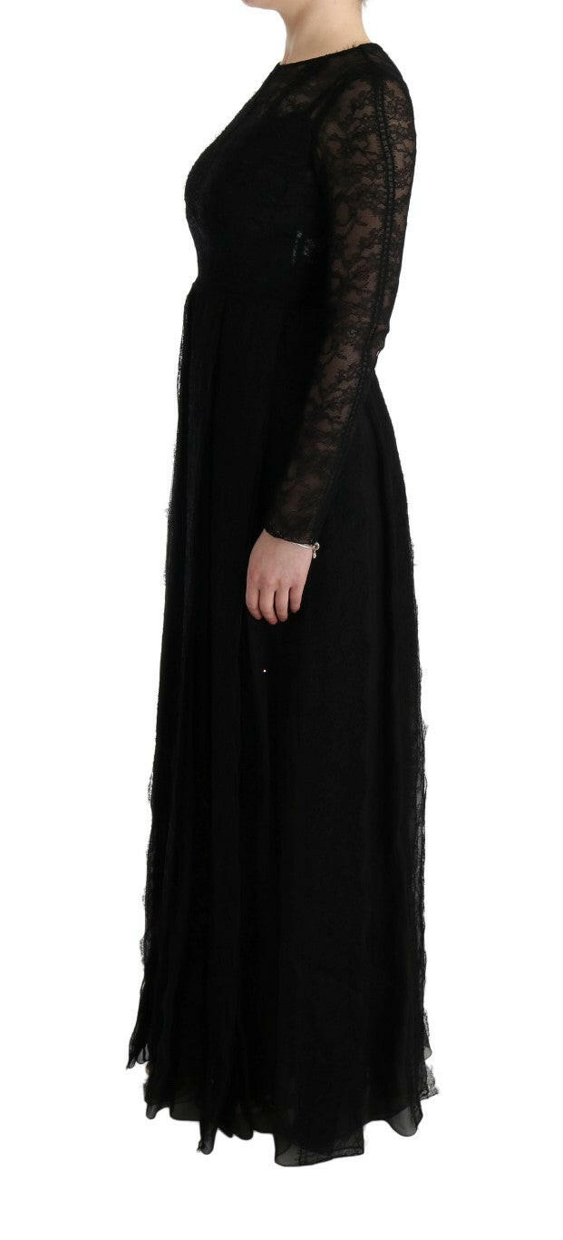 Dolce & Gabbana Elegant Black Sheath Long Sleeve Dress.