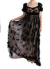 Dolce & Gabbana Elegant Floral Applique Full Length Dress.