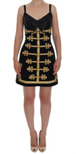 Dolce & Gabbana Elegant Black A-Line Sleeveless Dress with Gold Details.