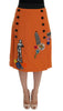 Dolce & Gabbana Embellished Wool Skirt in Vivid Orange.