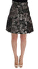 Dolce & Gabbana Elegant Black Silver-Floral Straight Skirt.