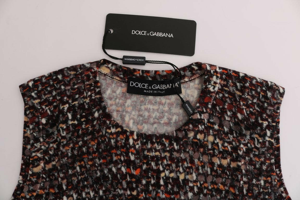 Dolce & Gabbana Sleeveless Multicolor Knit Wool Top.