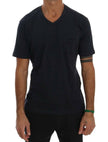 Daniele Alessandrini Blue Cotton V-neck T-Shirt Daniele Alessandrini GENUINE AUTHENTIC BRAND LLC