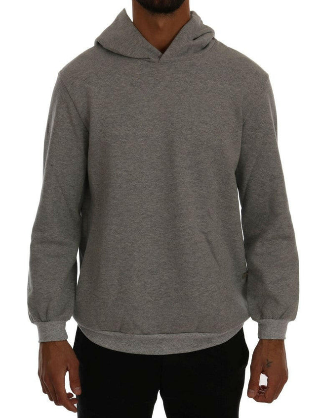Daniele Alessandrini Gray Pullover Hodded Cotton Sweater - GENUINE AUTHENTIC BRAND LLC  