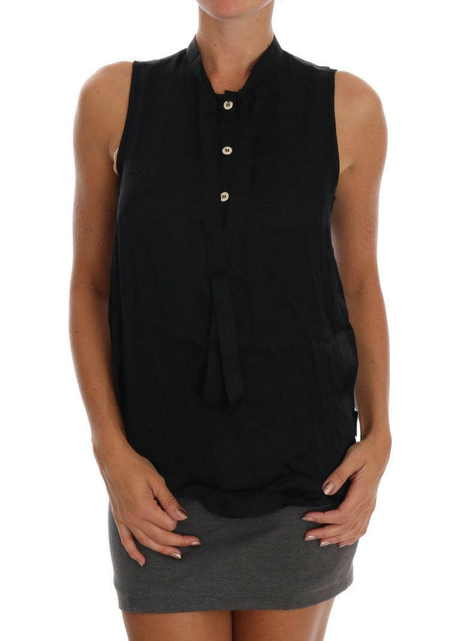 Versace Jeans Chic Sleeveless Black Shirt Blouse.