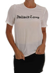 Dolce & Gabbana Silk Sequined 'Italia Is Love' White Blouse.
