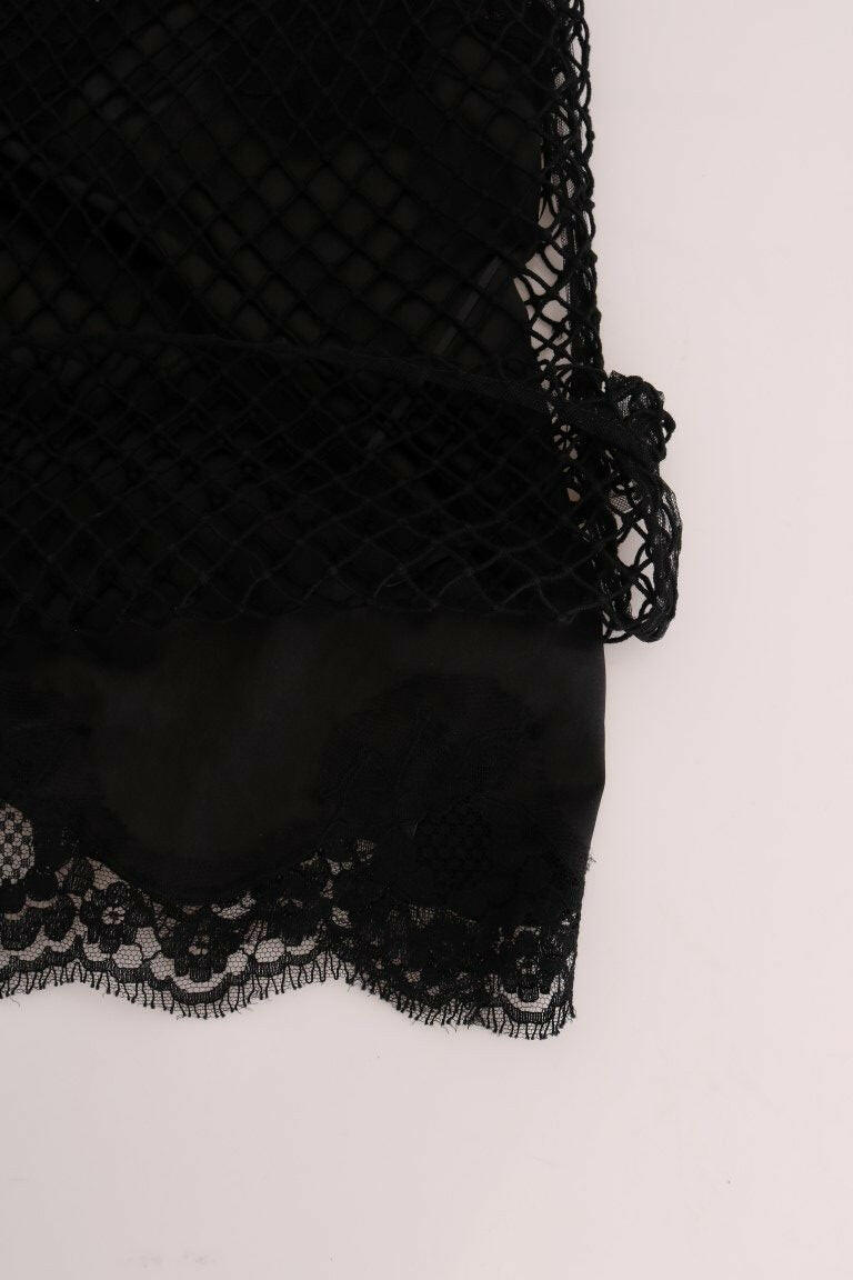 Dolce & Gabbana Elegant Black Lace Sleeveless Cami Blouse.