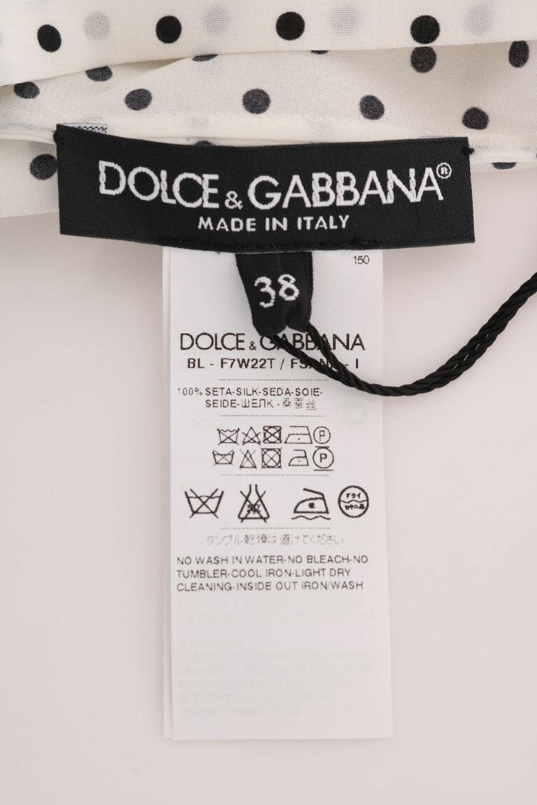 Dolce & Gabbana Chic Polka Dot Silk Blouse.