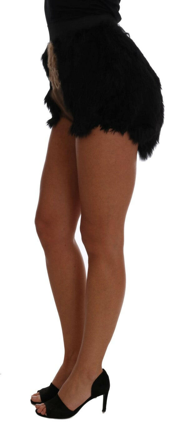 Dolce & Gabbana Exquisite Black Mink Fur Mini Shorts.
