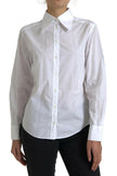 Dolce & Gabbana White Cotton Collared Long Sleeves Shirt Top - GENUINE AUTHENTIC BRAND LLC  