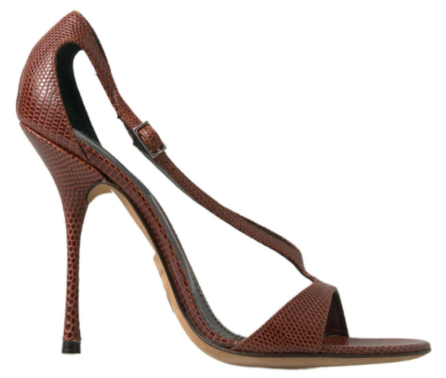 Dolce & Gabbana Brown Leather High Heels Sandals Shoes - GENUINE AUTHENTIC BRAND LLC  