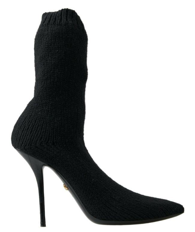 Dolce & Gabbana Black Stiletto Heel Mid Calf Women Boot Shoes - GENUINE AUTHENTIC BRAND LLC  