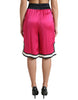 Dolce & Gabbana Pink Viscose Jersey Logo High Waist Shorts.