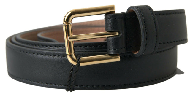 Dolce & Gabbana Black Leather Gold Tone Metal Buckle Belt - GENUINE AUTHENTIC BRAND LLC  
