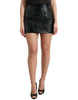 Dolce & Gabbana Black Cotton High Waist Fitted Mini Skirt.
