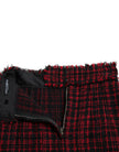 Dolce & Gabbana Black Red Cotton High Waist Tartan Tweed Mini Skirt.