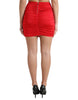 Dolce & Gabbana Red Viscose High Waist Fitted Pleated Skirt.