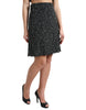 Dolce & Gabbana Black Wool Knit Tweed High Waist Mini Skirt.