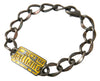 John Galliano Silver Tone Brass Chain Logo Plaque Branded Antique Bracelet - GENUINE AUTHENTIC BRAND LLC  