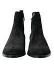 Dolce & Gabbana Black Suede Leather Mid Calf Men Boots Shoes - GENUINE AUTHENTIC BRAND LLC  