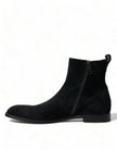 Dolce & Gabbana Black Suede Leather Mid Calf Men Boots Shoes - GENUINE AUTHENTIC BRAND LLC  