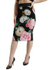 Dolce & Gabbana Black Rose Clock High Waist Pencil Cut Skirt