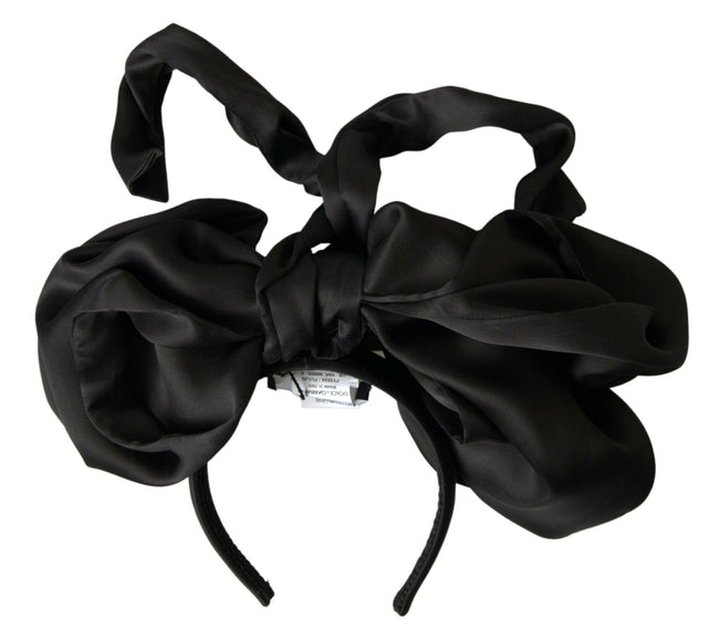 Dolce & Gabbana Black Silk Large Bow Hair Head Diadem - GENUINE AUTHENTIC BRAND LLC  