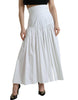 Dolce & Gabbana White Cotton Pleated A-line High Waist Skirt - GENUINE AUTHENTIC BRAND LLC  