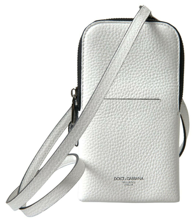 Dolce & Gabbana White Leather Purse Crossbody Sling Phone Bag - GENUINE AUTHENTIC BRAND LLC  