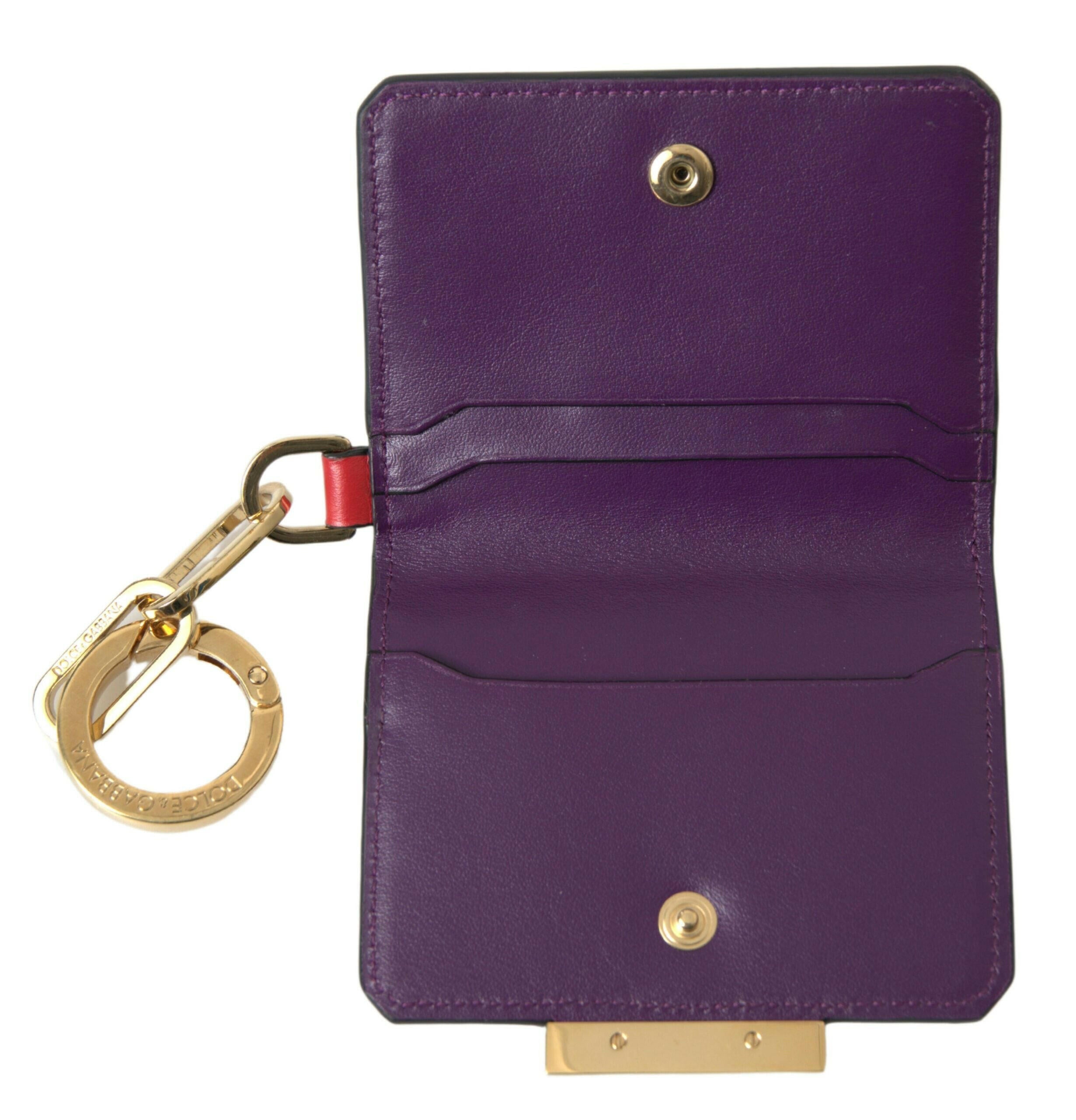Dolce & Gabbana Purple Calf Leather Bifold Logo Card Holder Wallet - GENUINE AUTHENTIC BRAND LLC  