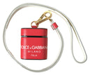 Dolce & Gabbana Red Leather Gold Tone Metal Logo Print Strap Airpods Case - GENUINE AUTHENTIC BRAND LLC  