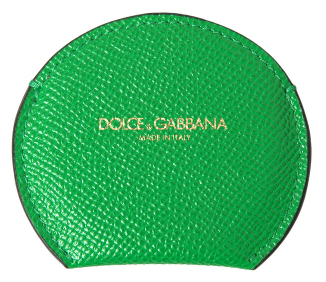 Dolce & Gabbana Green Calfskin Leather Round Logo Hand Mirror Holder - GENUINE AUTHENTIC BRAND LLC  